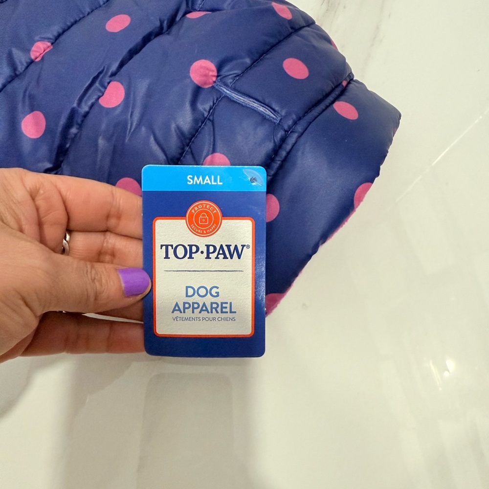 Top Paw Navy and Pink Pet Coat SMALL